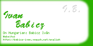 ivan babicz business card