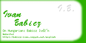 ivan babicz business card